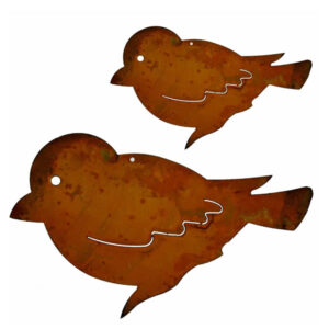 Vogel hangdecoratie cortenstaal set van 2